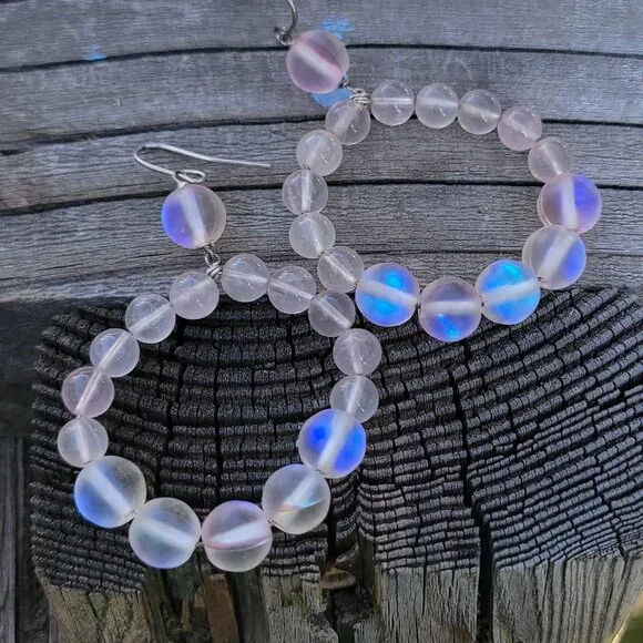 Stunning OOAK rare rose quartz + pink mermaid glass beads 925 sterling silver ea